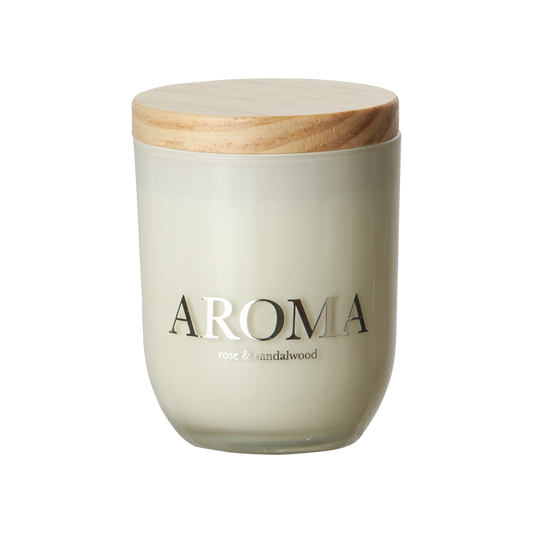 AROMA Doftljus S Rose & sandalwood, Brun/vit