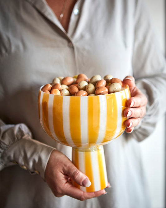 CIRCUS Skål på fot, Gul/vit