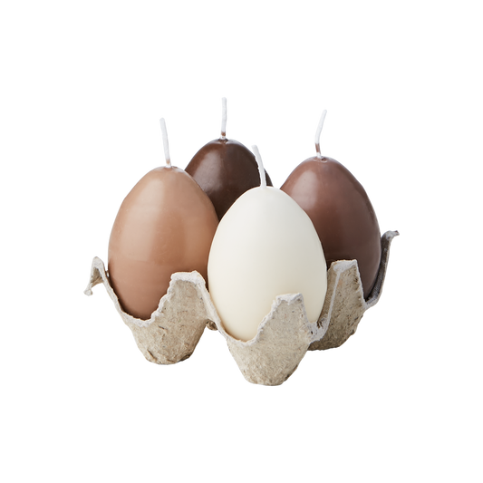 EGG CANDLES Hönsägg, 4-pack, Brun/beige/elfenben