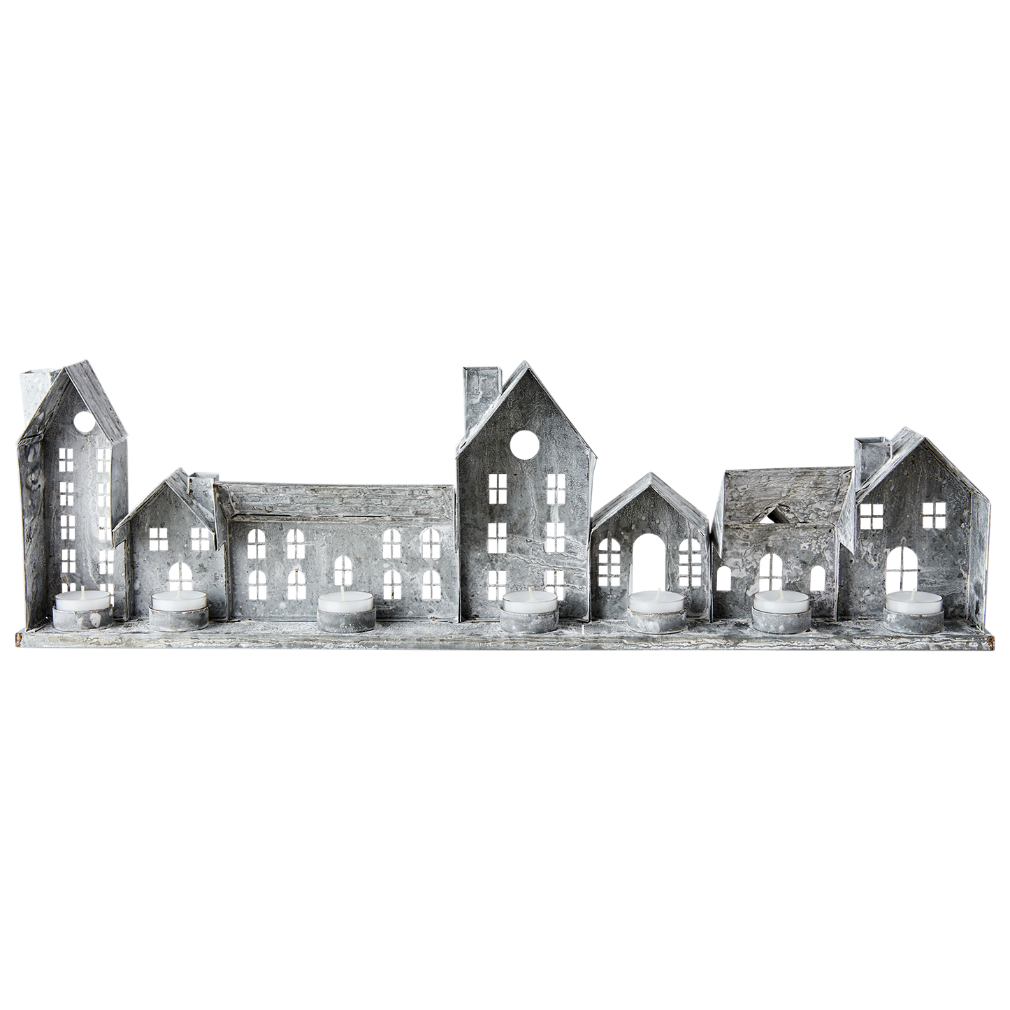 FENIX Ljuslykta hus, Grå/vit 68x20cm
