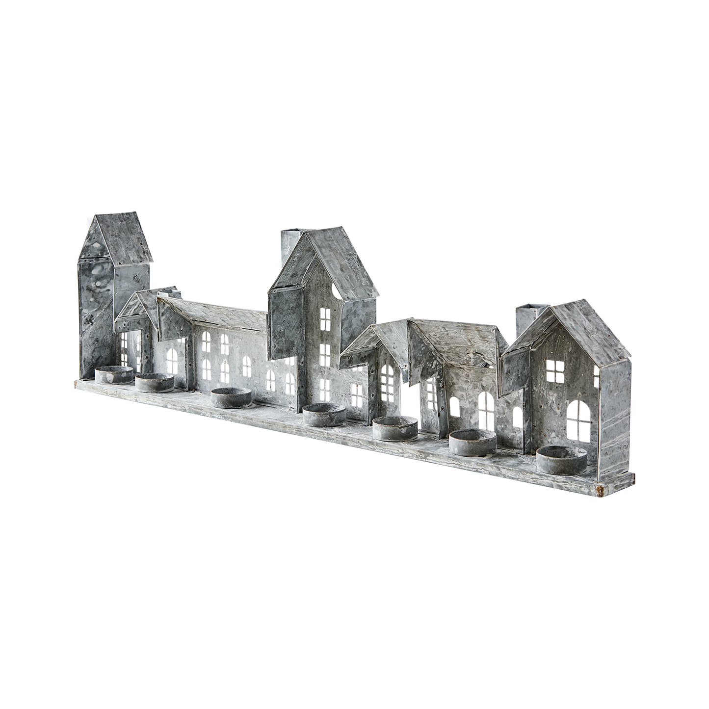 FENIX Ljuslykta hus, Grå/vit 68x20cm