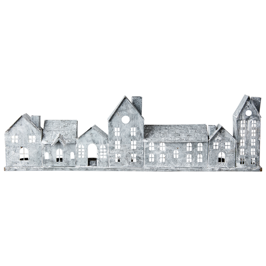 FENIX Ljuslykta hus, Grå/vit 68x20cm