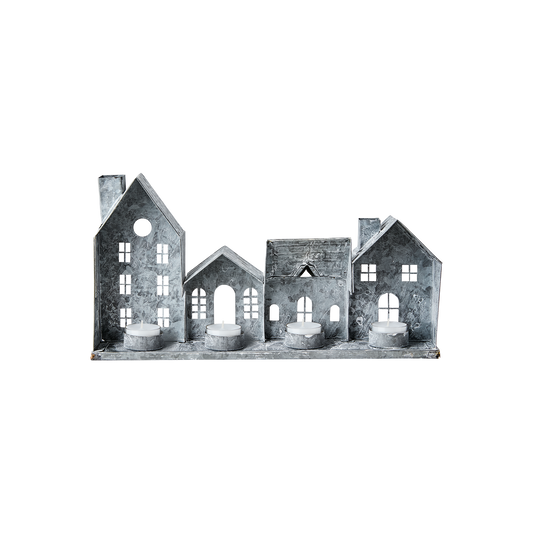 FENIX Ljuslykta hus, Grå/vit 37x20 cm