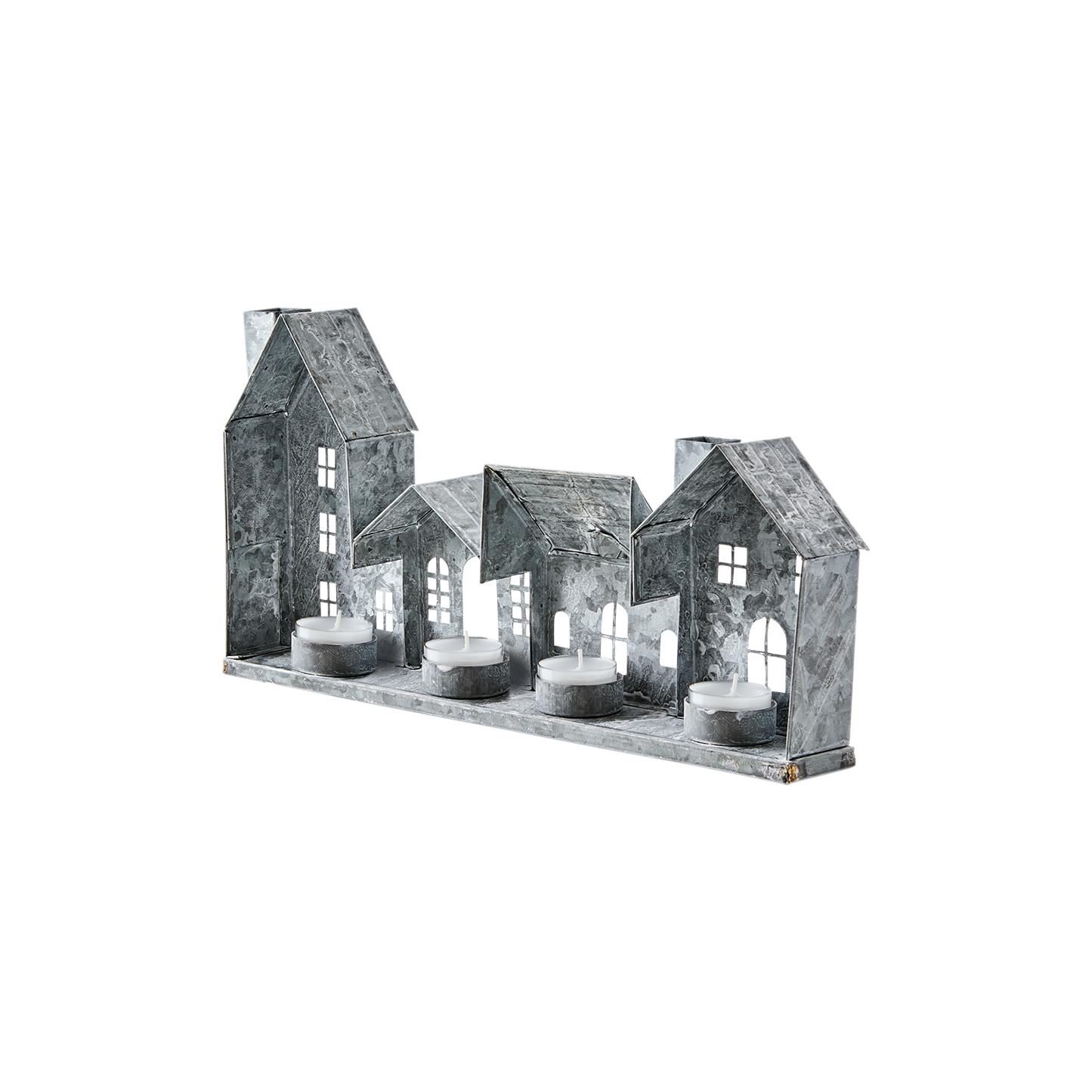 FENIX Ljuslykta hus, Grå/vit 37x20 cm