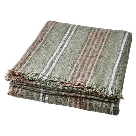 HILDA Filt/duk, Grön/rostbrun/vit/gul 350cm x 140cm