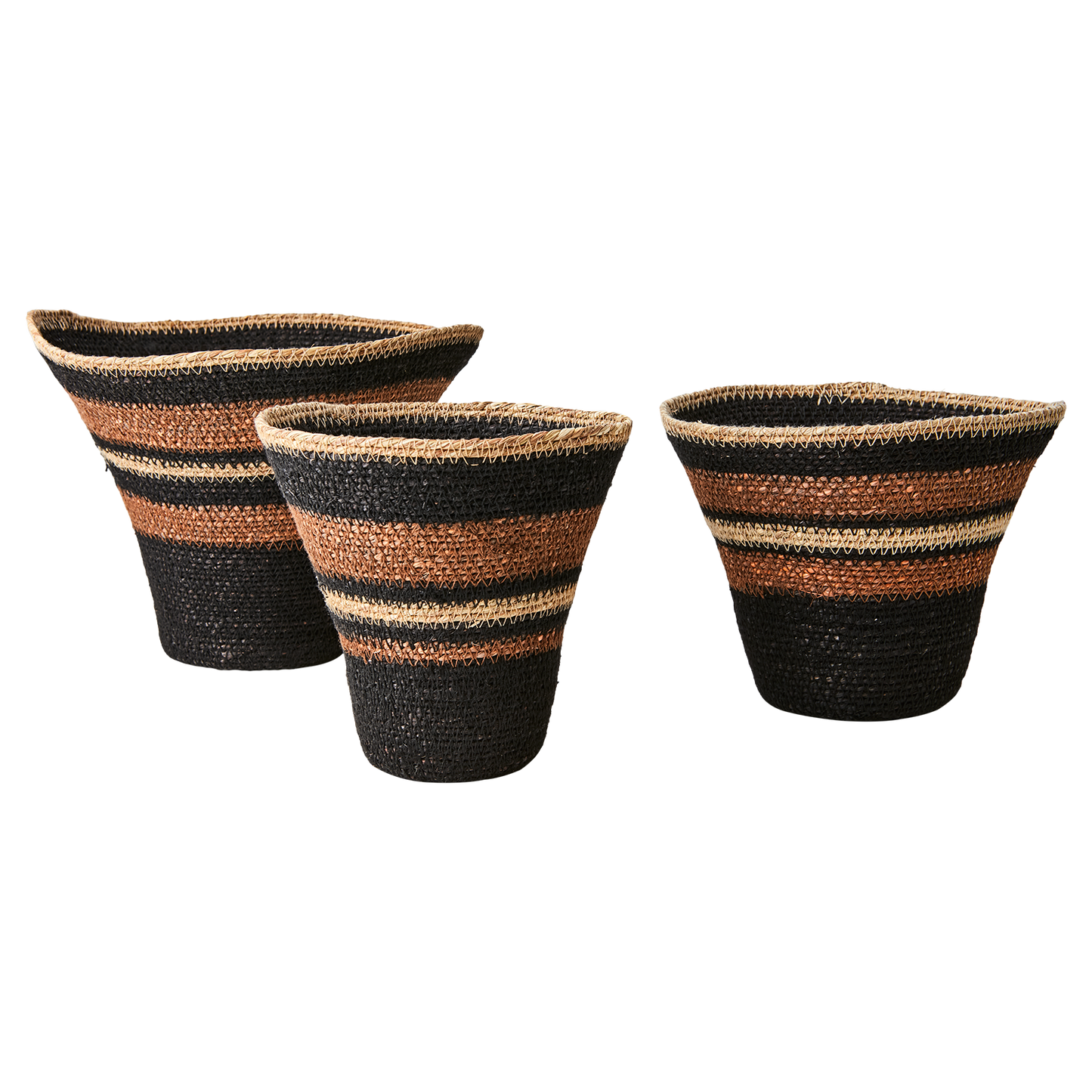 MADIBA Korg, set om 3, Svart/brun/beige