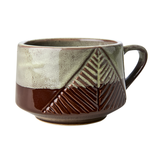 VILLE Kopp, Brun/elfenben Set om 6