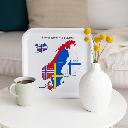 BRICKA 20x20, Nordic Countries, vit/färgtryck