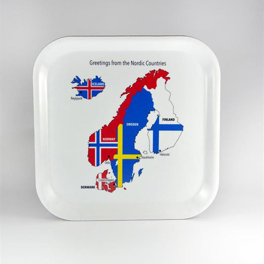 BRICKA 20x20, Nordic Countries, vit/färgtryck