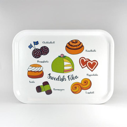 BRICKA 27x20 cm, Swedish Fika Sweets, vit/färg