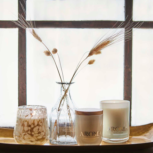 AROMA Doftljus S Rose & sandalwood, Brun/vit