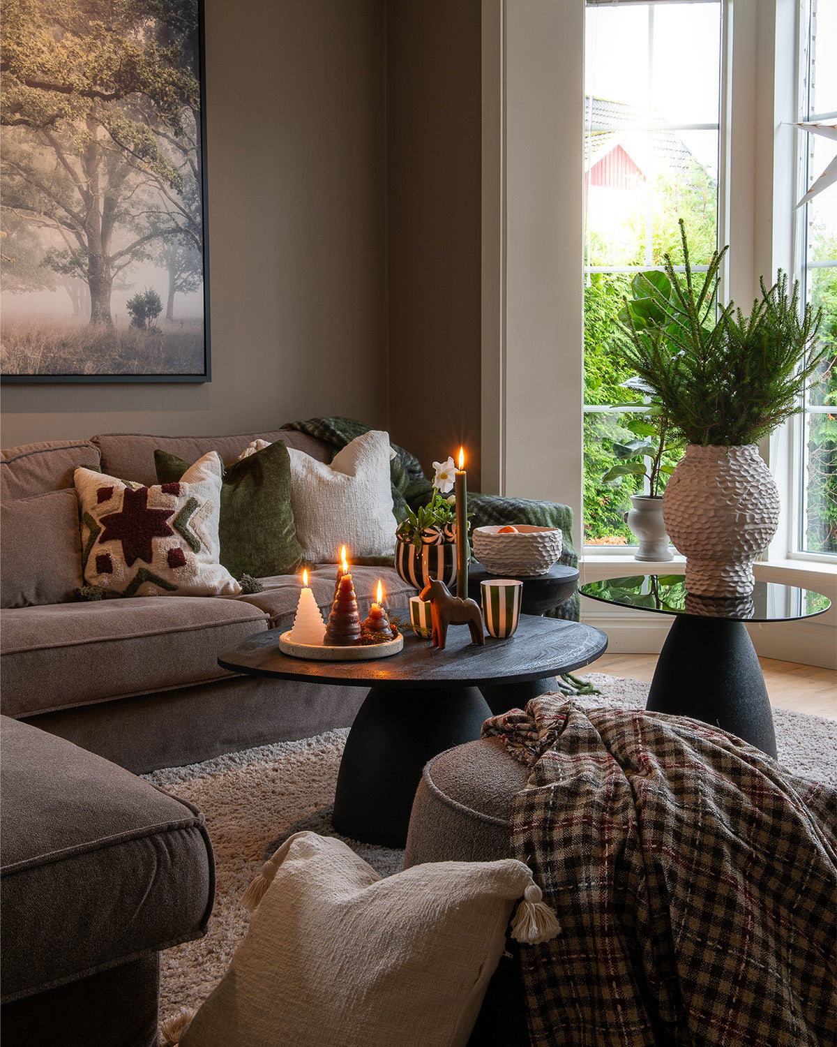 CIRCUS Skål på fot, Mörkgrön/vit