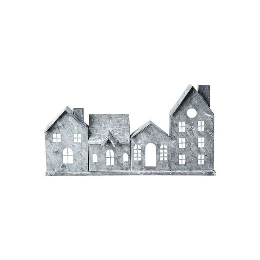FENIX Ljuslykta hus, Grå/vit 37x20 cm