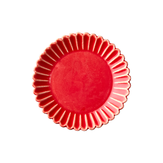 HULDA Tallrik, Korallröd 4-Pack