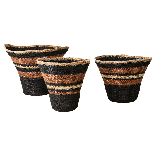 MADIBA Korg, set om 3, Svart/brun/beige