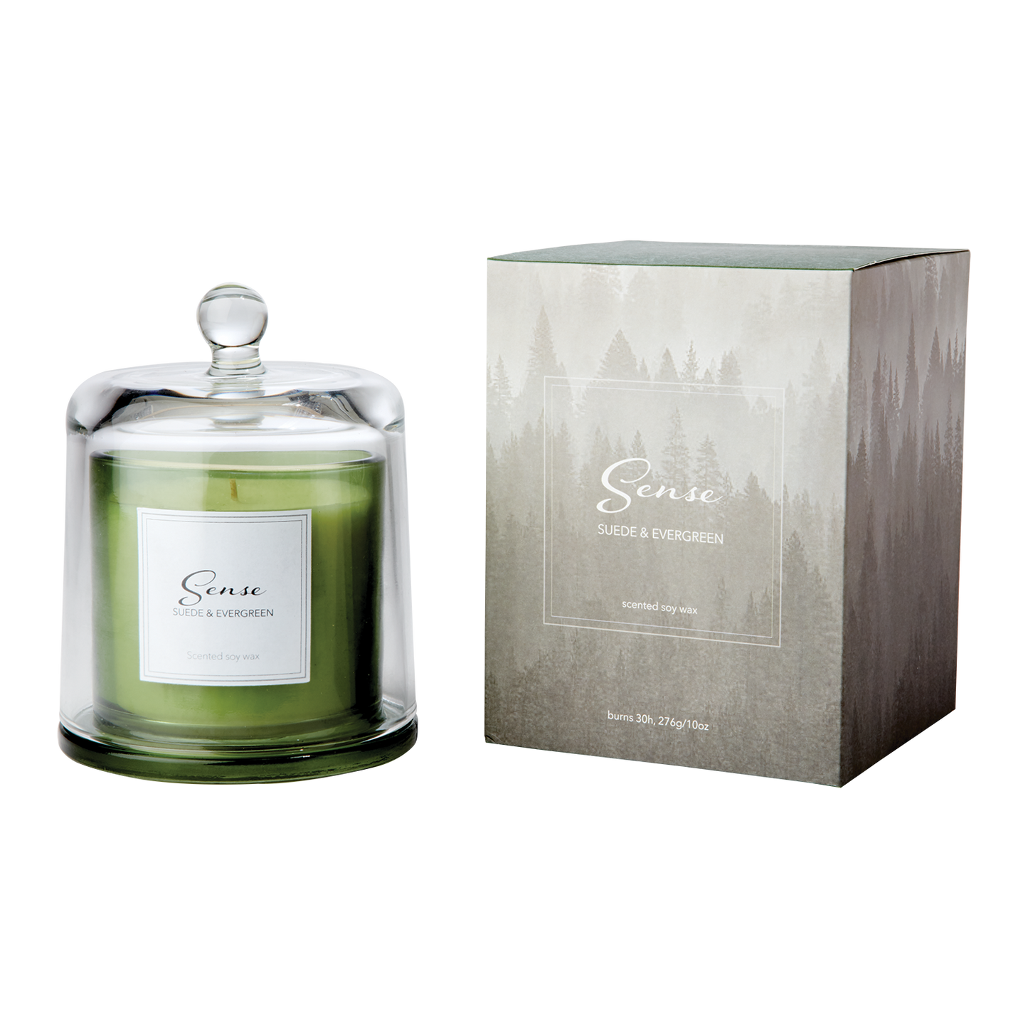 SENSE Doftljus med kupa Suede & evergreen, Grön